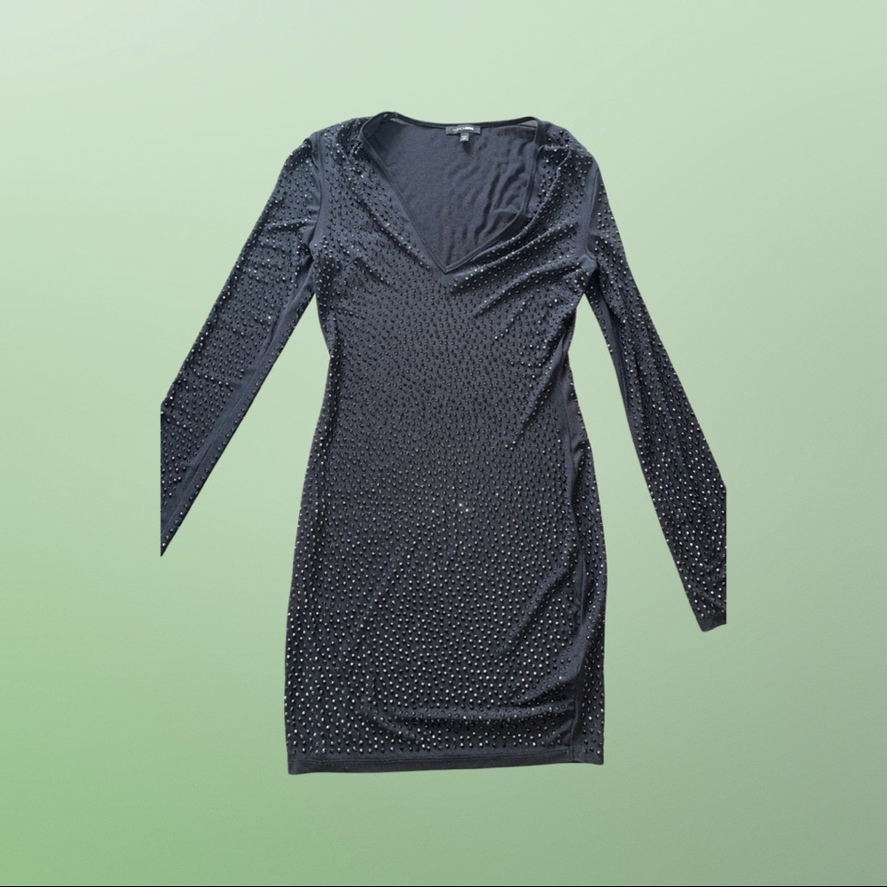 Fashion nova black mesh dress with sparkles